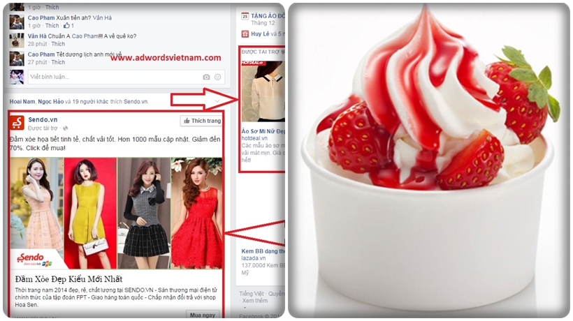 quảng cáo facebook ads cho cửa hàng kem