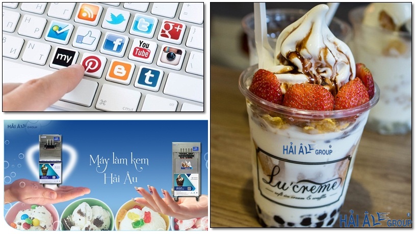 quảng cáo cho cửa hàng kem thông qua mạng xã hội